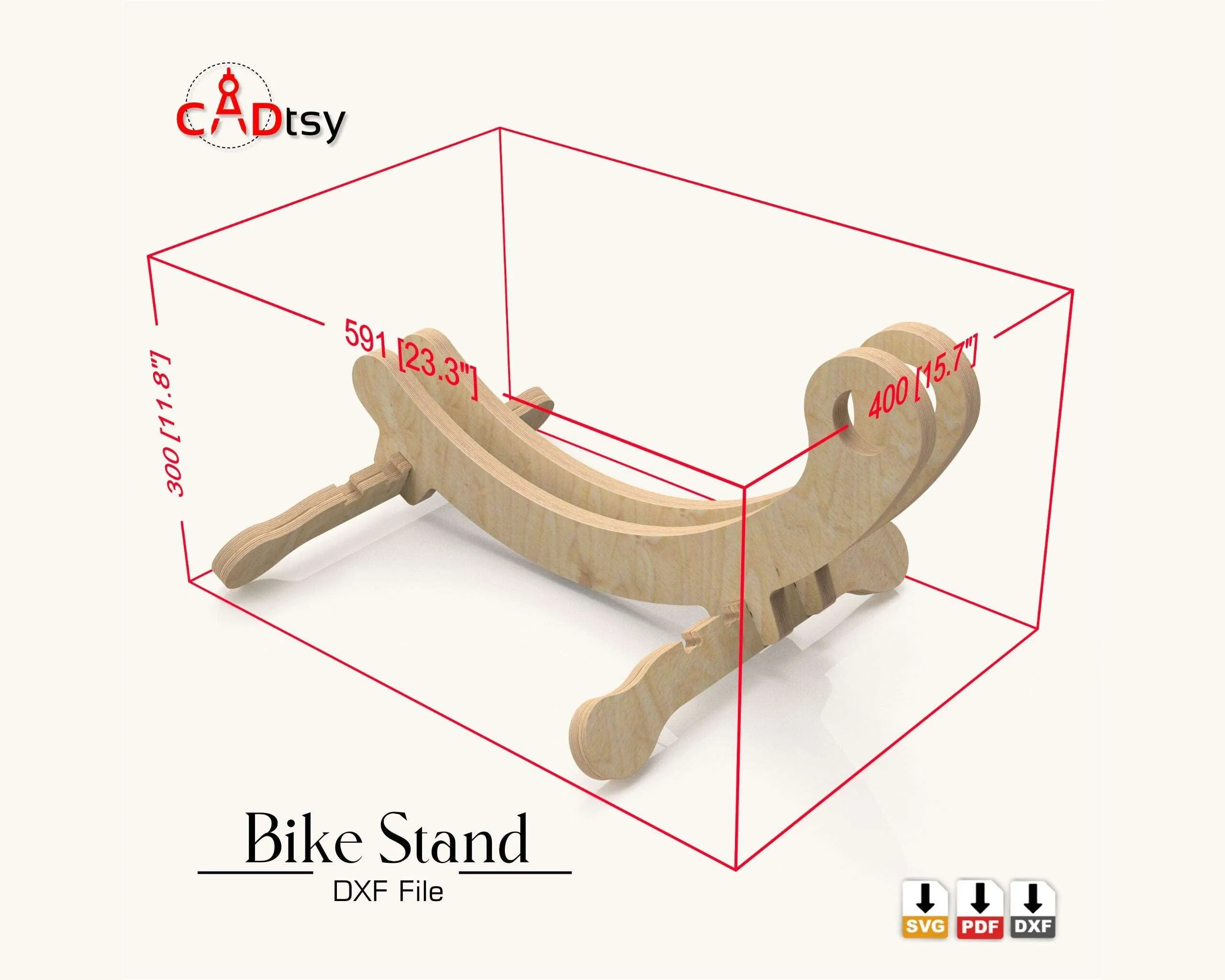 Bike Floor Stand / Bicycle Holder Rack DXF / SVG - CNC Router Cutting Files