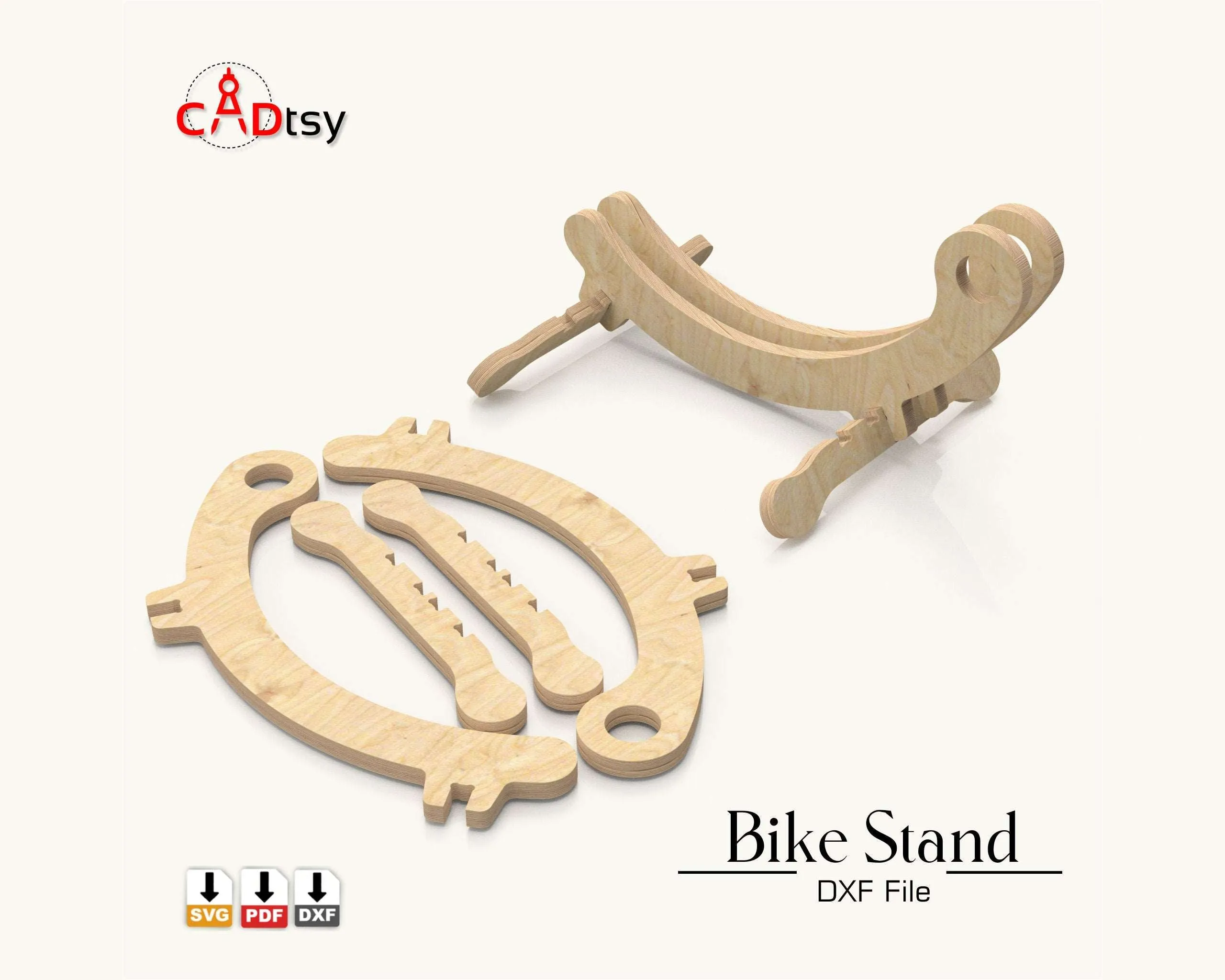 Bike Floor Stand / Bicycle Holder Rack DXF / SVG - CNC Router Cutting Files