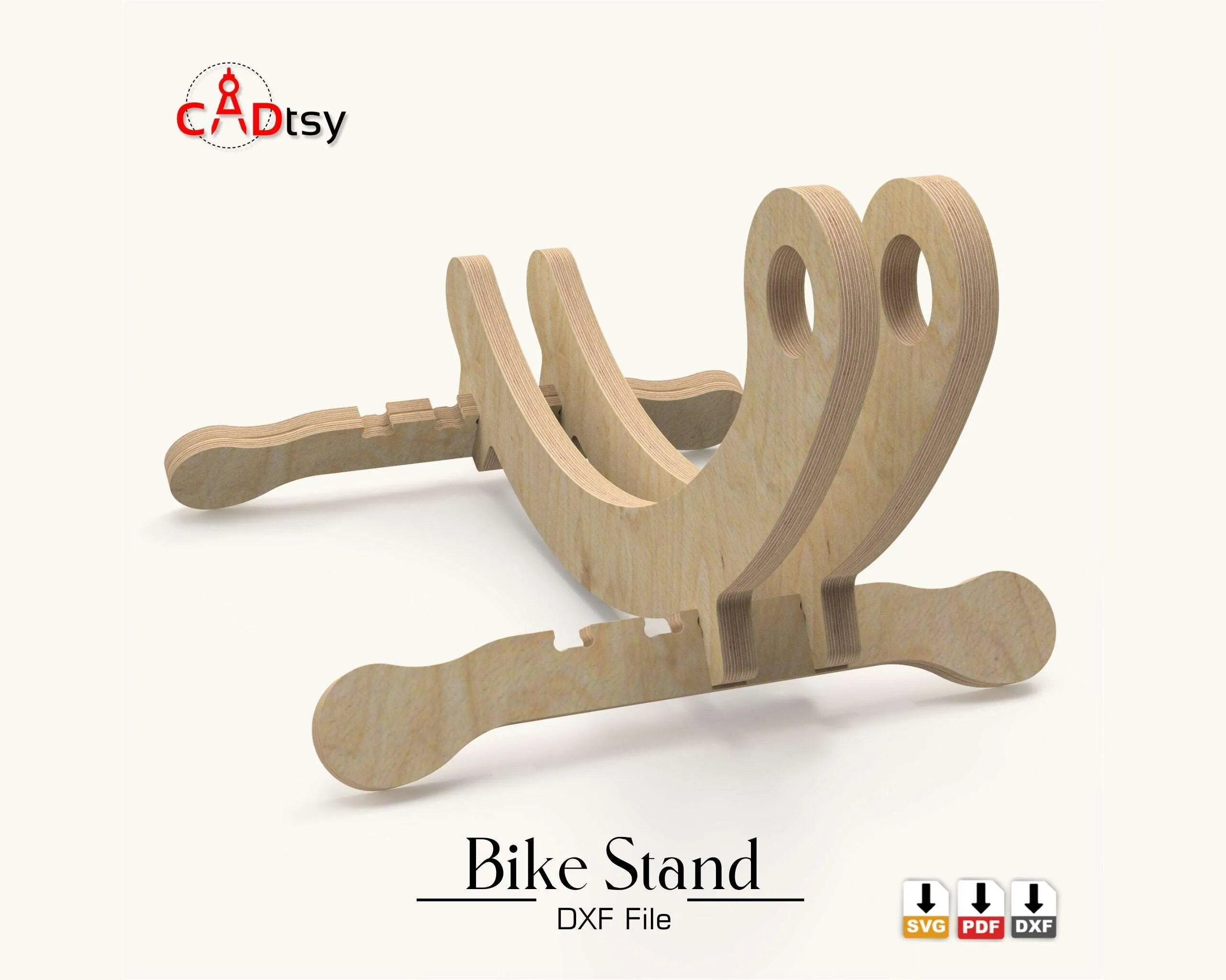 Bike Floor Stand / Bicycle Holder Rack DXF / SVG - CNC Router Cutting Files