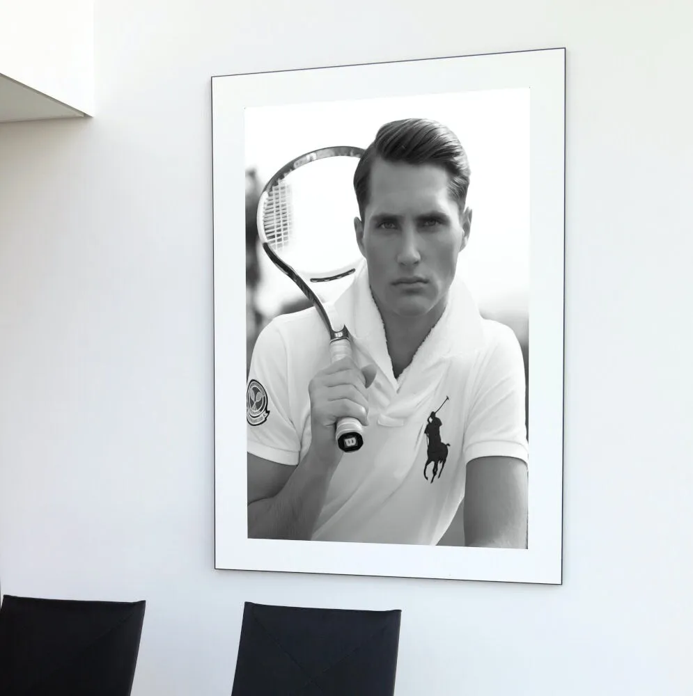 Black & White Preppy Tennis Poster PRINTABLE WALL ART, Luxury Fashion Poster, Preppy Wall Art, Polo Poster, Preppy Luxury Aesthetic, Male Model