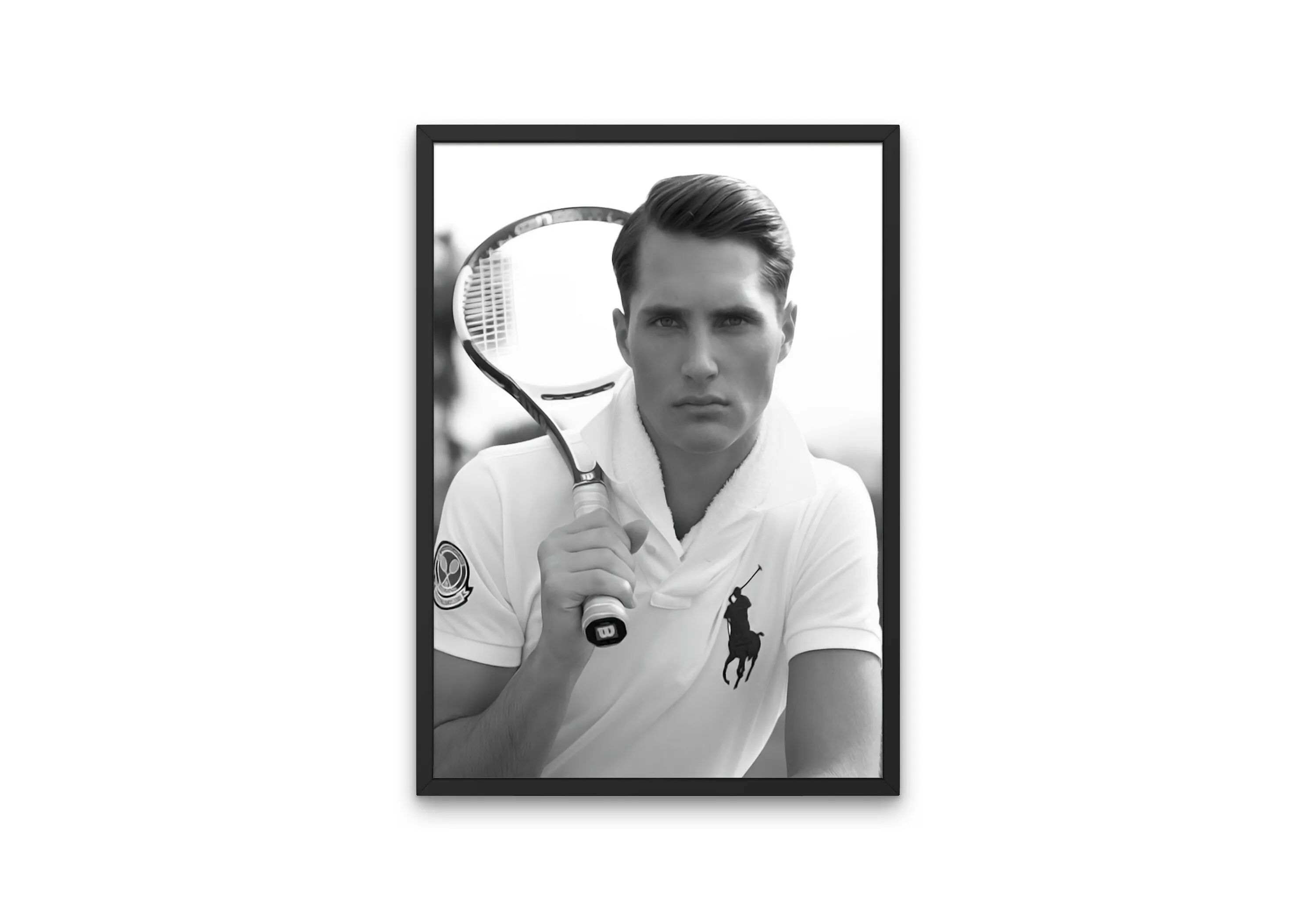 Black & White Preppy Tennis Poster PRINTABLE WALL ART, Luxury Fashion Poster, Preppy Wall Art, Polo Poster, Preppy Luxury Aesthetic, Male Model