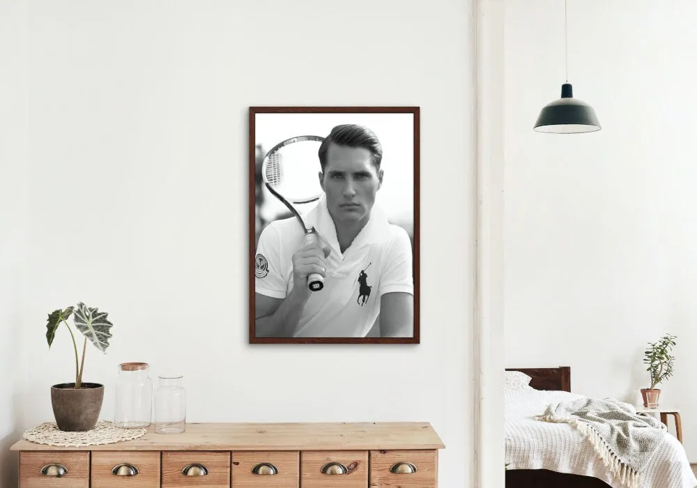 Black & White Preppy Tennis Poster PRINTABLE WALL ART, Luxury Fashion Poster, Preppy Wall Art, Polo Poster, Preppy Luxury Aesthetic, Male Model