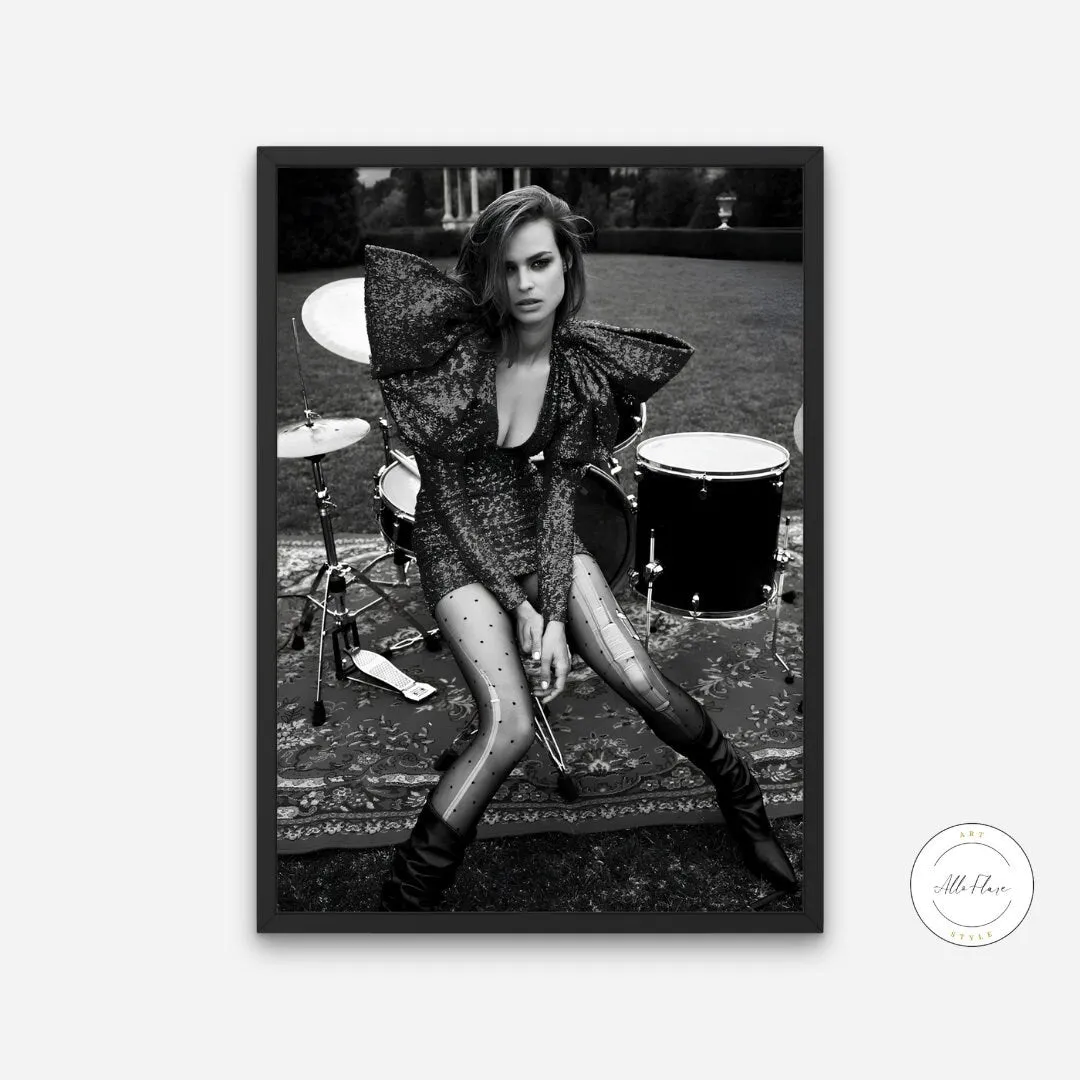 Black And White Rocker Model One Piece PRINTABLE WALL ART, Music Studio Art, Fashion Editorial, Luxury Fashion Wall Décor, Black And White Rock And Roll Posters