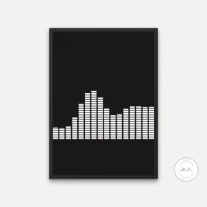 Black And White Waveform Print PRINTABLE ART, Alternative Wall Art, Audiowave, Gift For Music Lovers, Minimalist Wall Art, Black And White Print