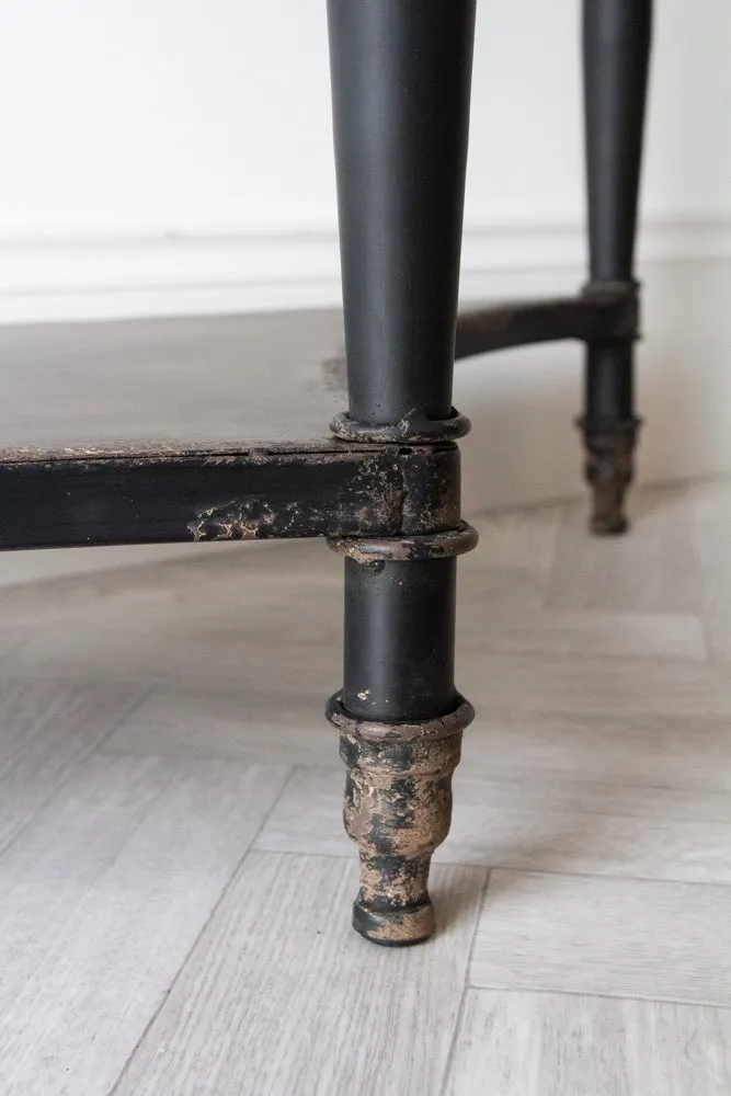 Black Vintage Style Metal Distressed Console Table With Drawer