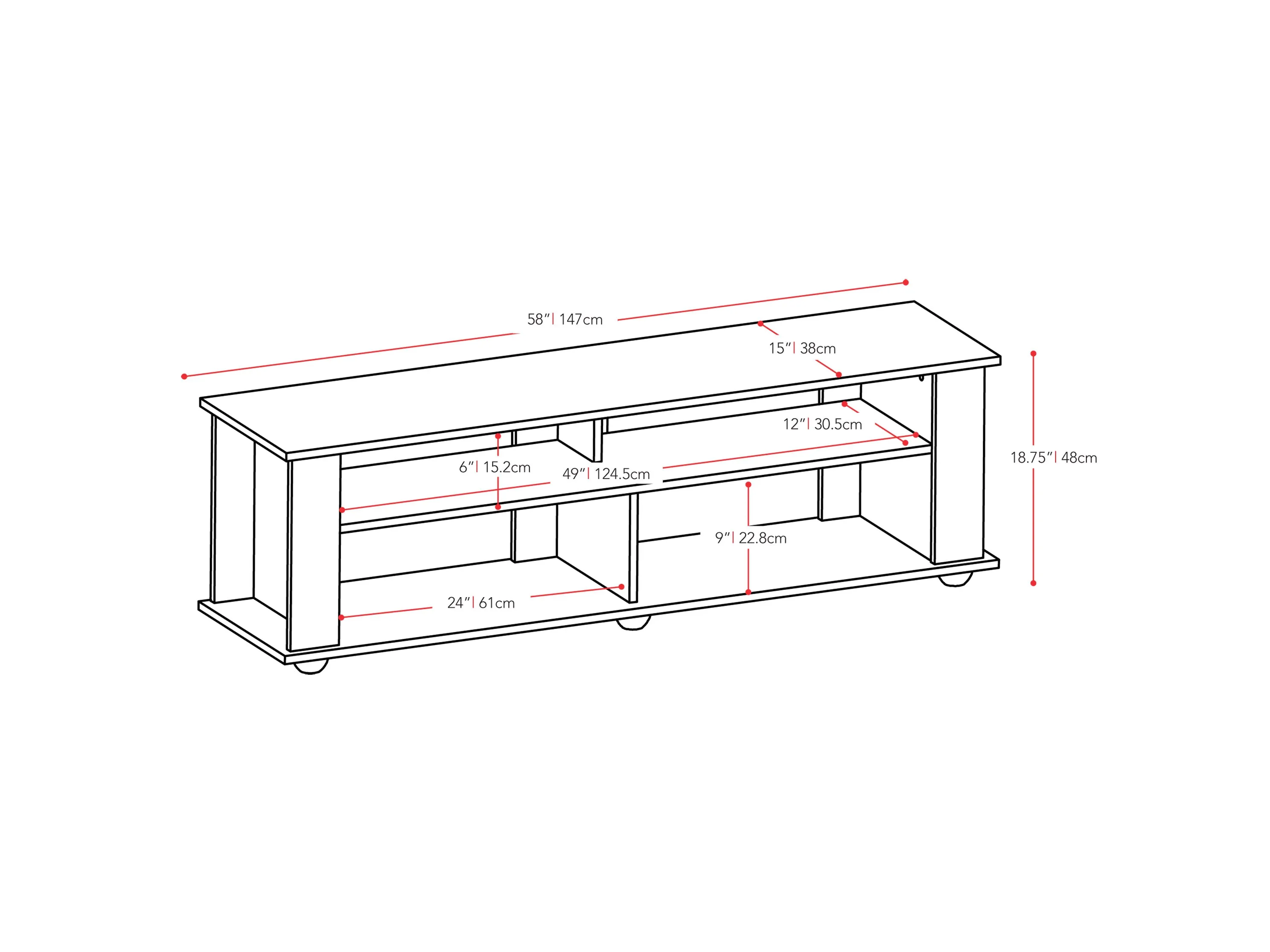 Black Wood TV Stand, TVs up to 75"