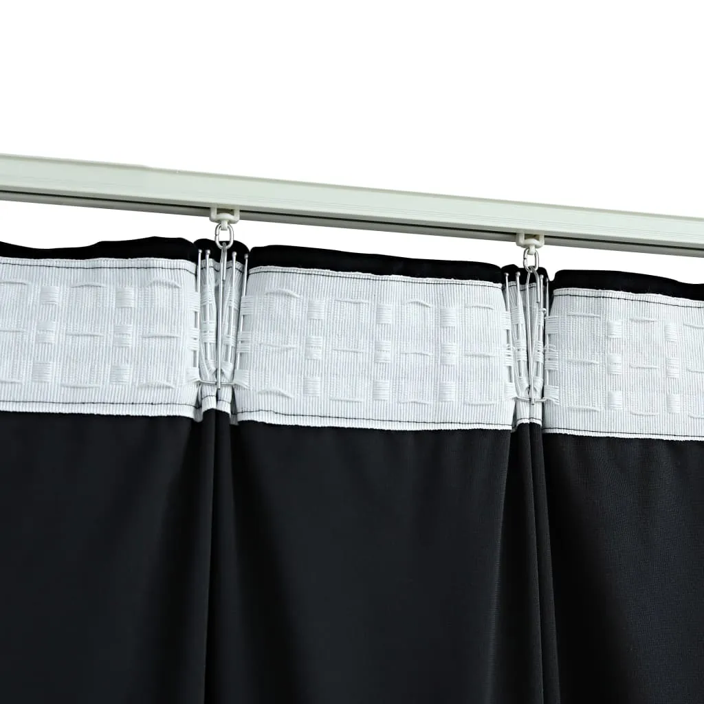 Blackout Curtains 2 pcs with Hooks Velvet Black 140x245 cm