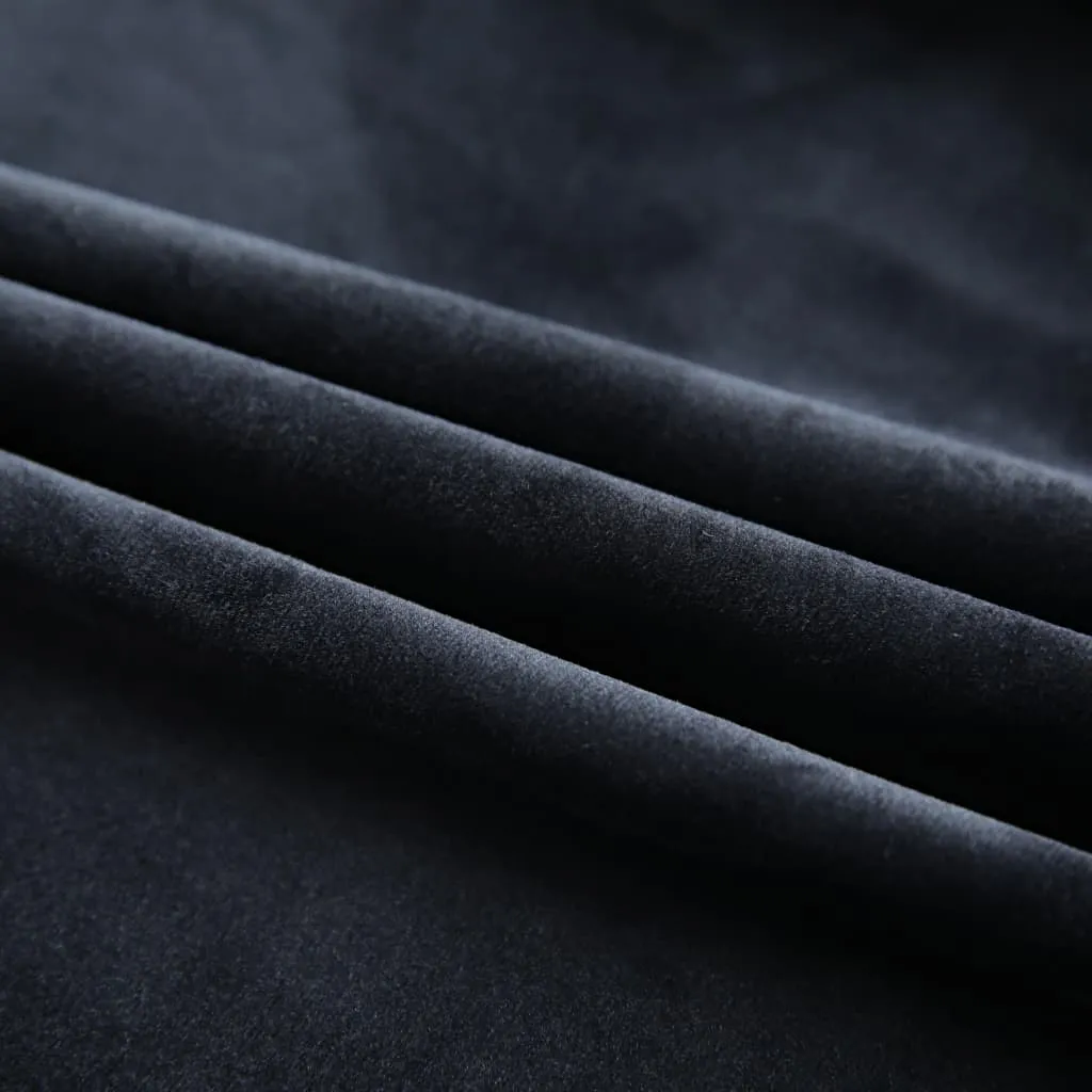 Blackout Curtains 2 pcs with Hooks Velvet Black 140x245 cm