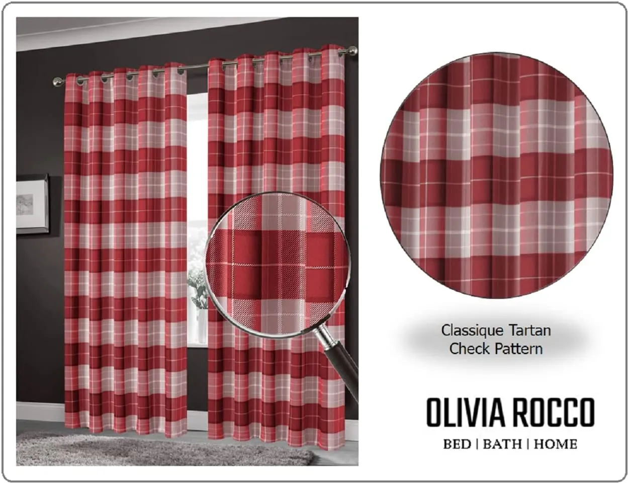 Blackout Thermal Curtains with Check and Marble Design Energy Saving Light Blocking Panels Multiple Sizes and Colours by OLIVIA ROCCO