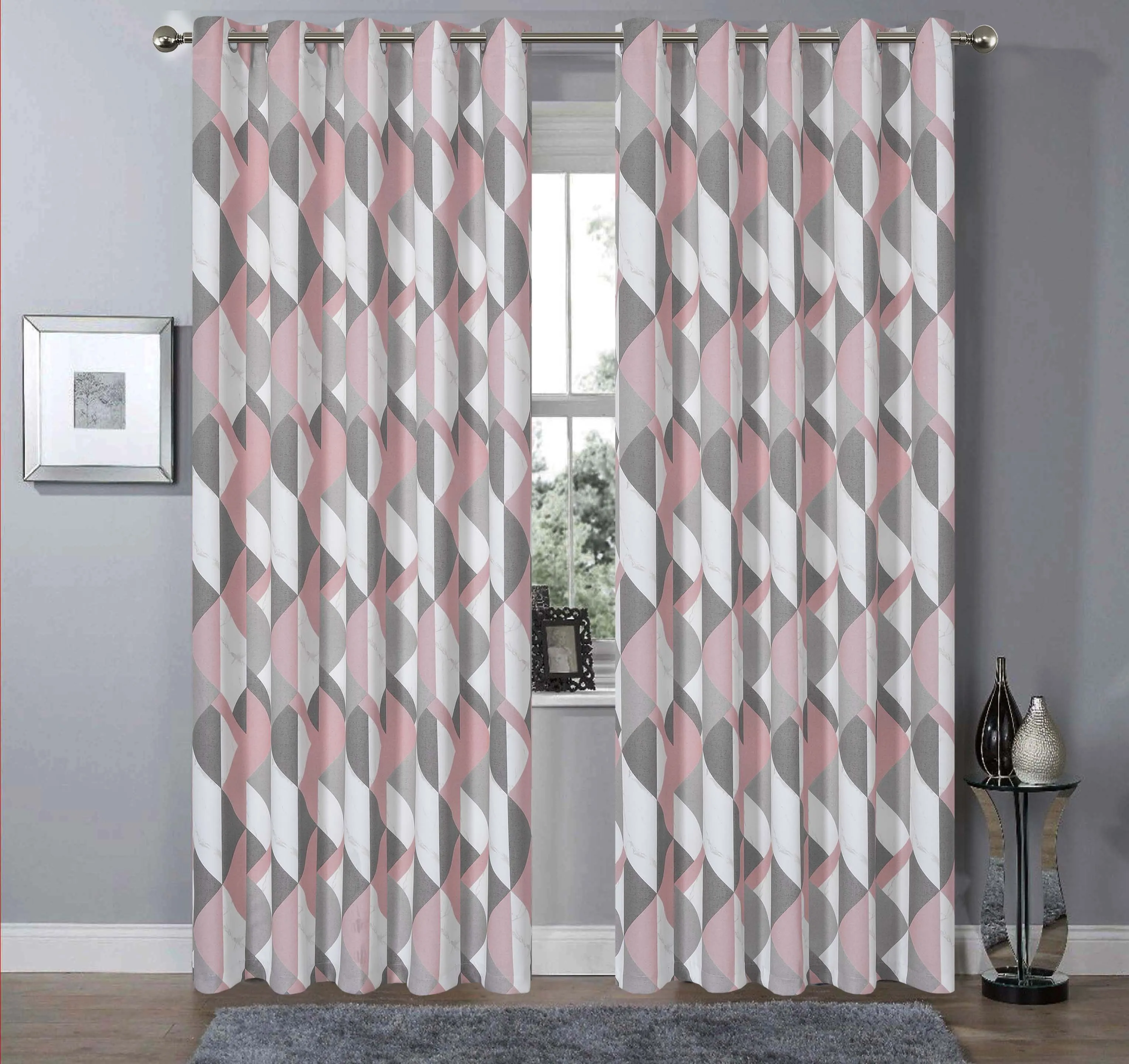 Blackout Thermal Curtains with Check and Marble Design Energy Saving Light Blocking Panels Multiple Sizes and Colours by OLIVIA ROCCO