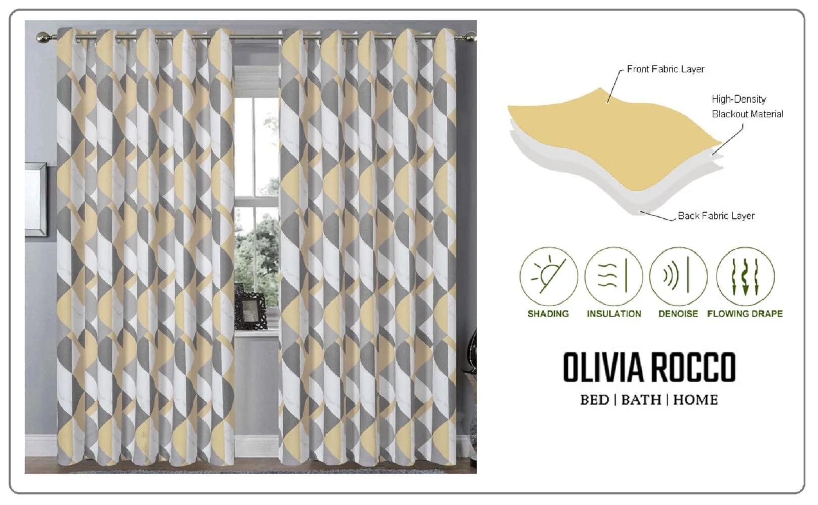 Blackout Thermal Curtains with Check and Marble Design Energy Saving Light Blocking Panels Multiple Sizes and Colours by OLIVIA ROCCO