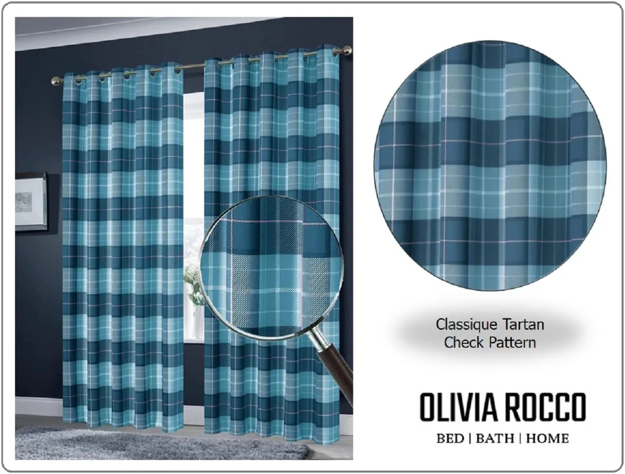 Blackout Thermal Curtains with Check and Marble Design Energy Saving Light Blocking Panels Multiple Sizes and Colours by OLIVIA ROCCO