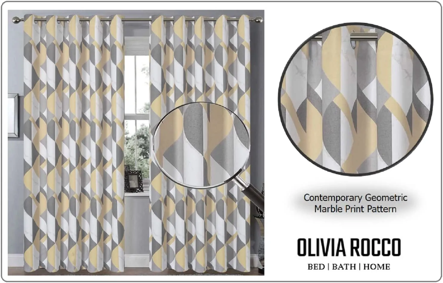 Blackout Thermal Curtains with Check and Marble Design Energy Saving Light Blocking Panels Multiple Sizes and Colours by OLIVIA ROCCO