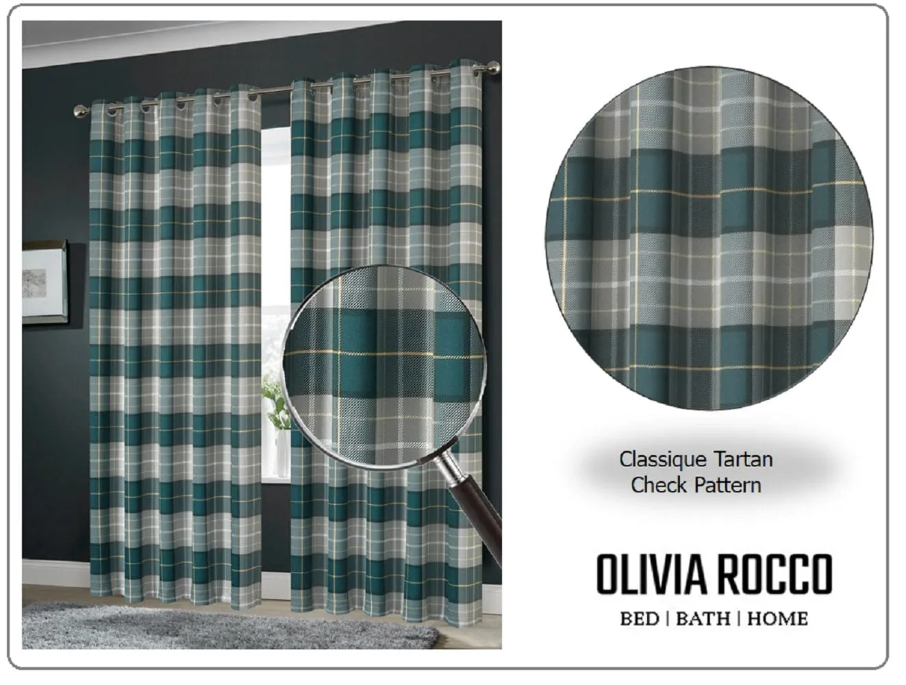 Blackout Thermal Curtains with Check and Marble Design Energy Saving Light Blocking Panels Multiple Sizes and Colours by OLIVIA ROCCO