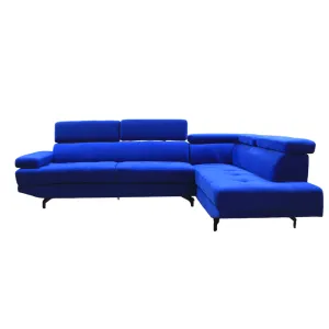 Bless L Shape Fabric Sofa Adjustable Headrest Blue