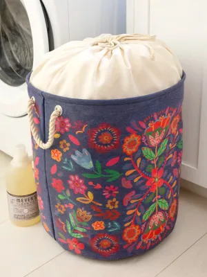 Boho Printed Laundry Hamper - Blue Folk Flower