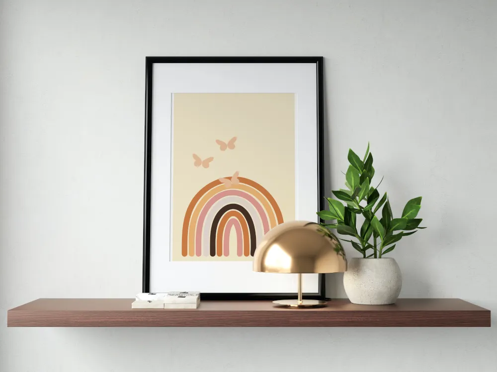 Boho Rainbow Wall Art INSTANT DOWNLOAD Art Print, Boho Décor, Butterflies, Neutral Wall Art, Boho Rainbow Wall Art