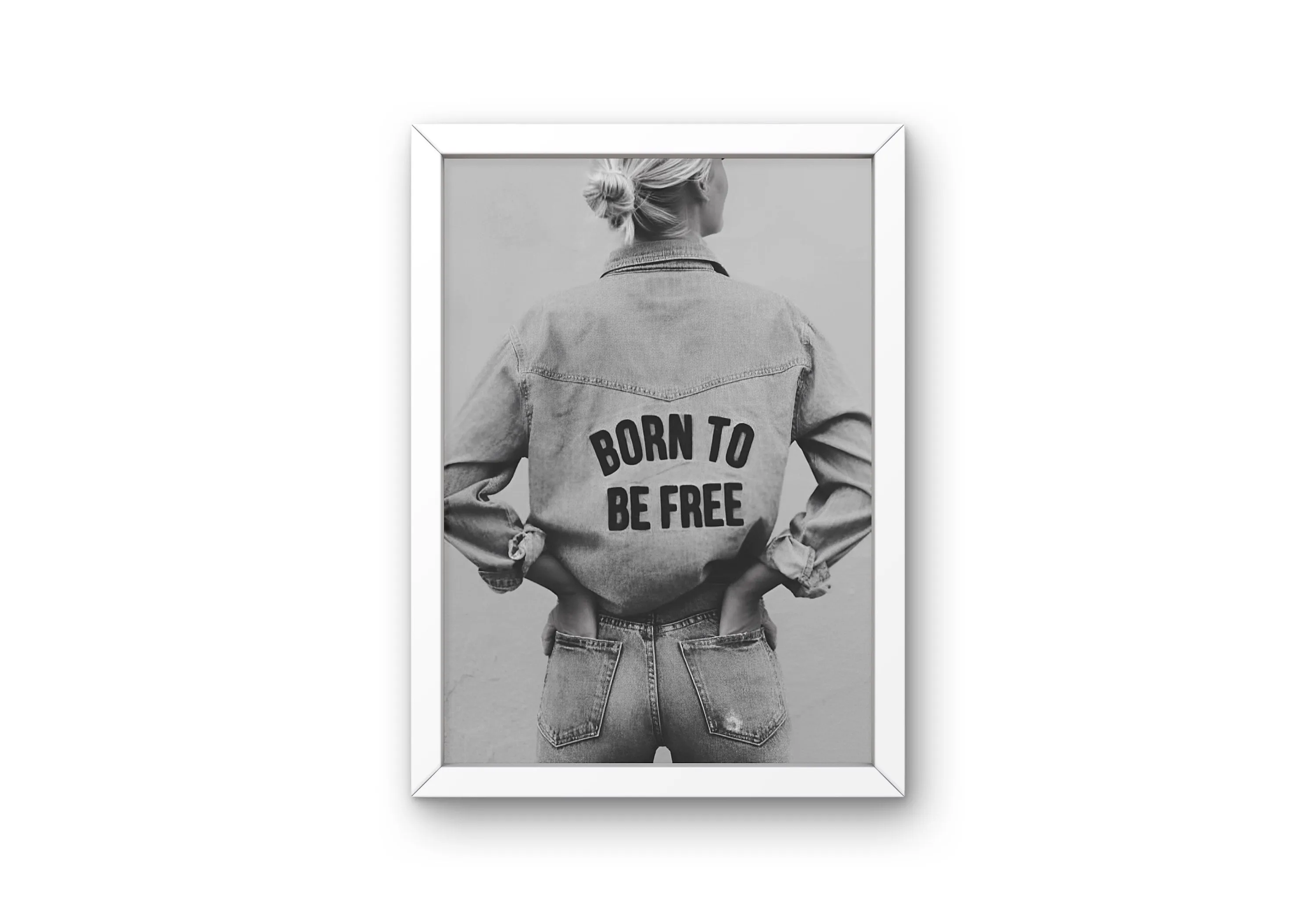 Born To Be Free Fashion Photography Black And White Poster PRINTABLE ART, Inspirational Quote, Black And White Rock And Roll Posters, Fashion Print