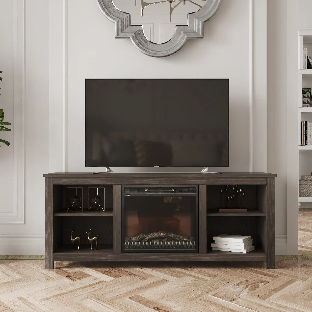 Brenna 64" TV Stand Fireplace with Remote Control and Timer