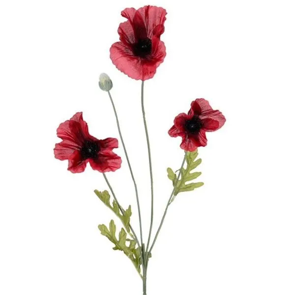 CB Imports 63cm Artificial Flame Red Poppy Stem