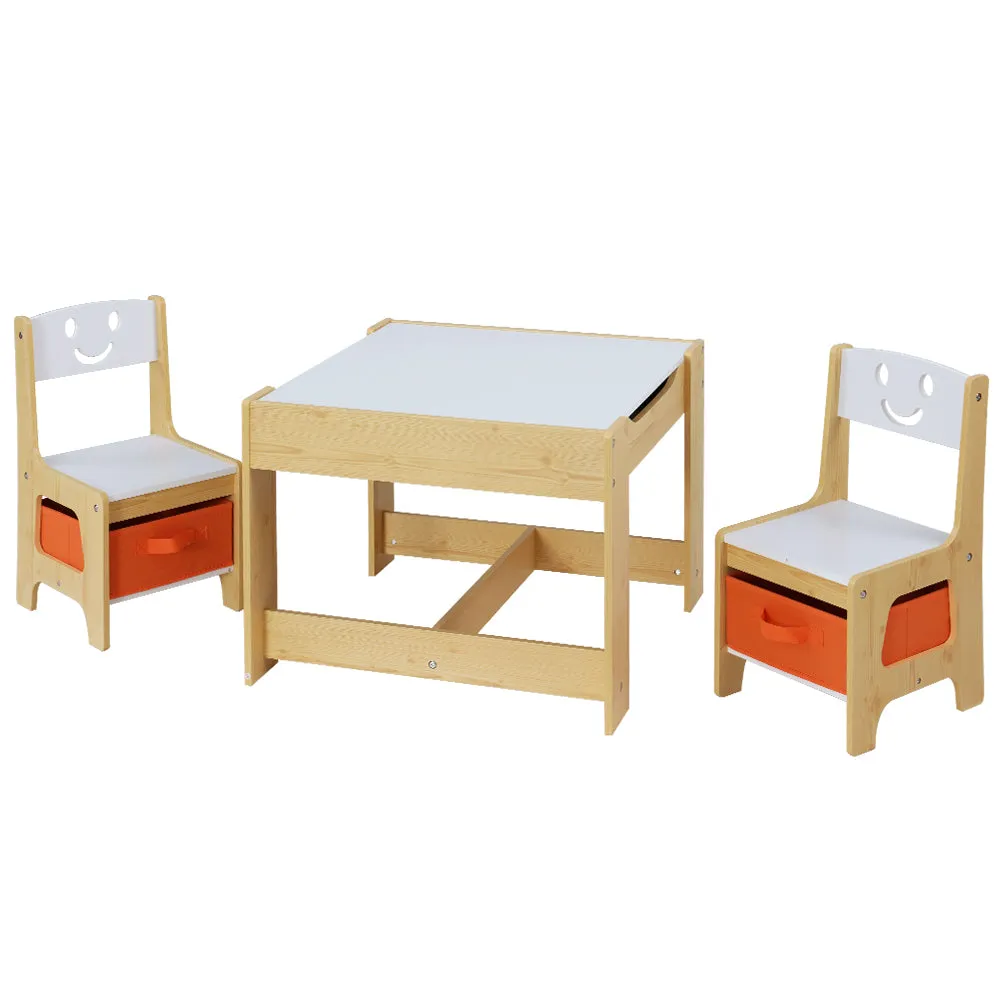 Chalkboard Kids Table and Chairs Set with Storage - Keezi