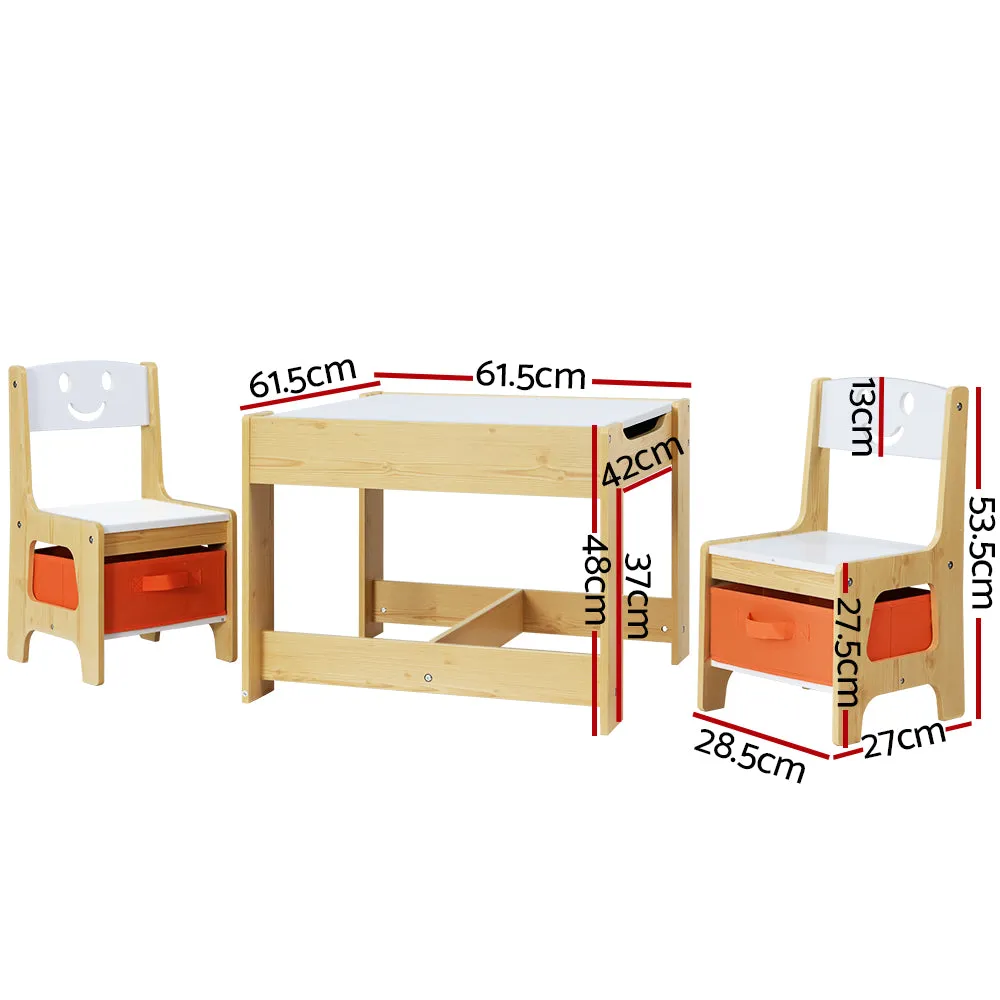 Chalkboard Kids Table and Chairs Set with Storage - Keezi