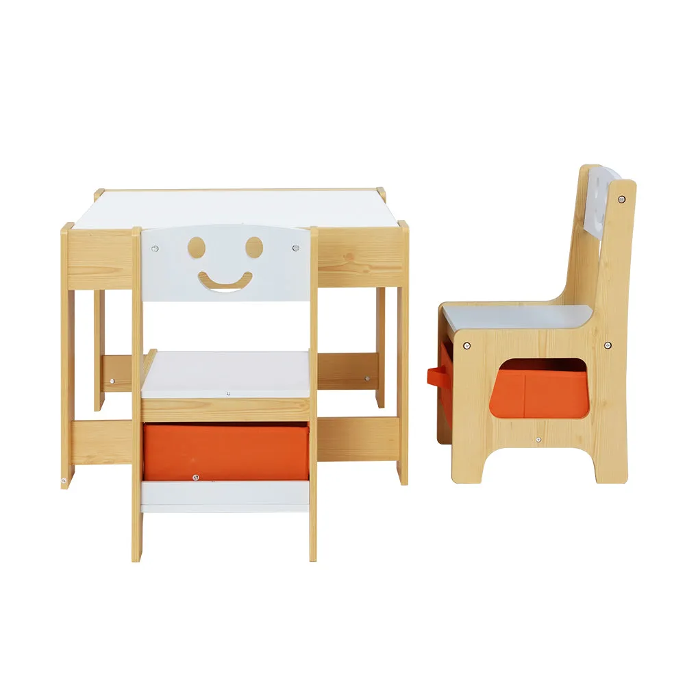 Chalkboard Kids Table and Chairs Set with Storage - Keezi