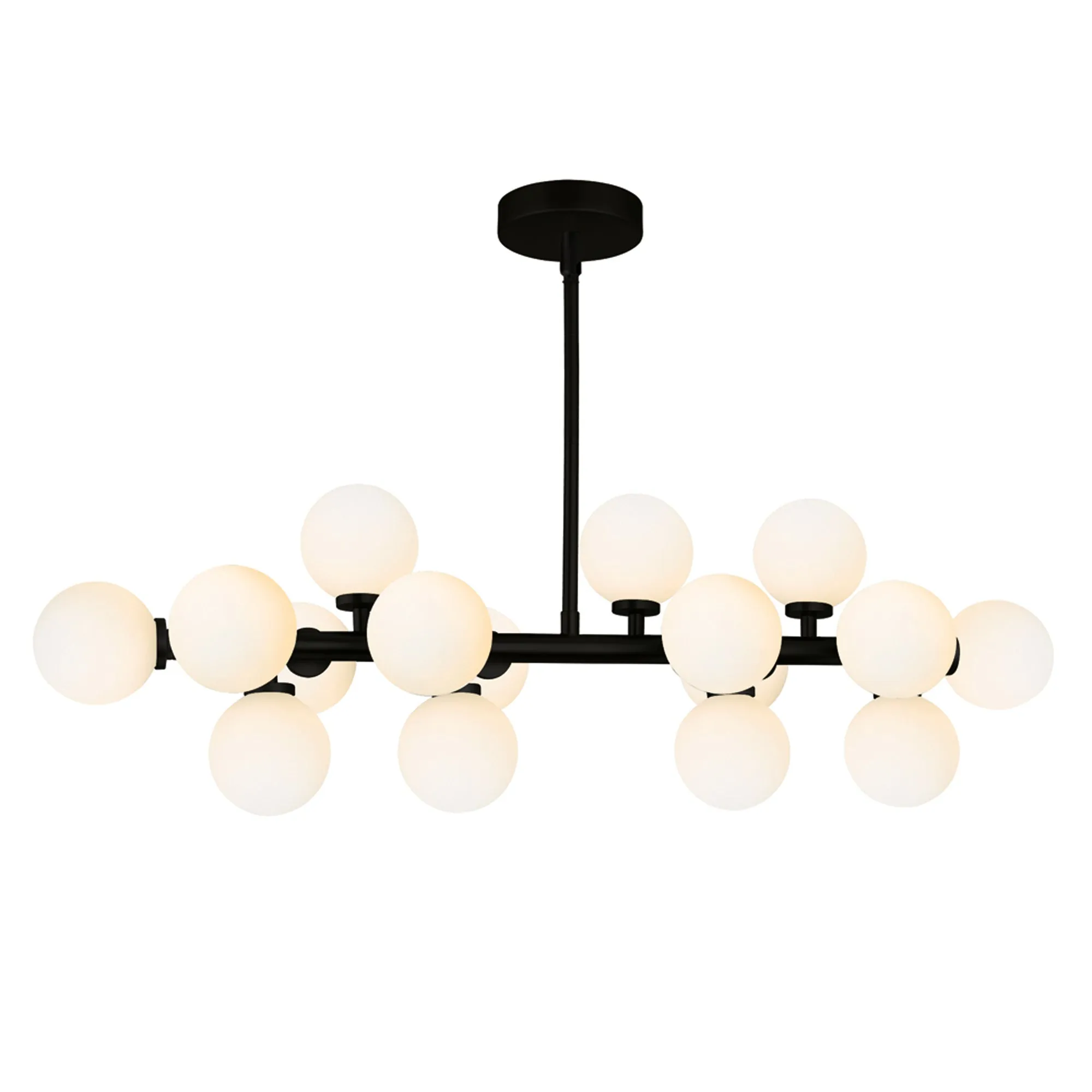 CHANDELIER, 16-LT, BLACK FINISH