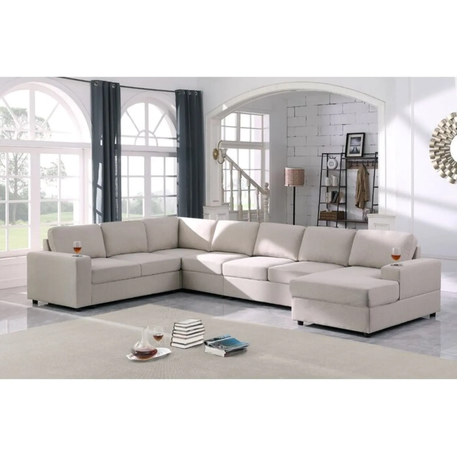 Cirina 8 Seater U Shape Fabric Sofa For Living Room| Bedroom | Office