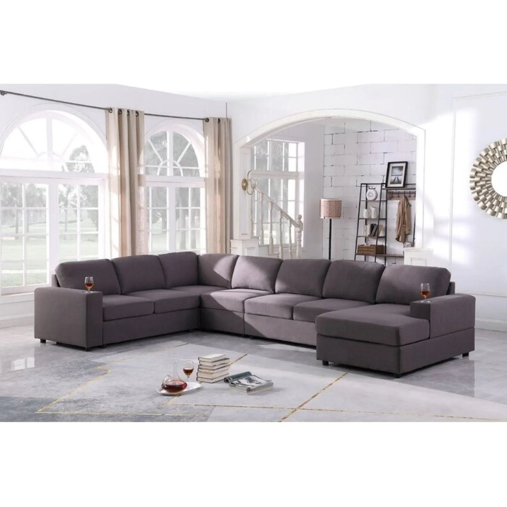 Cirina 8 Seater U Shape Fabric Sofa For Living Room| Bedroom | Office