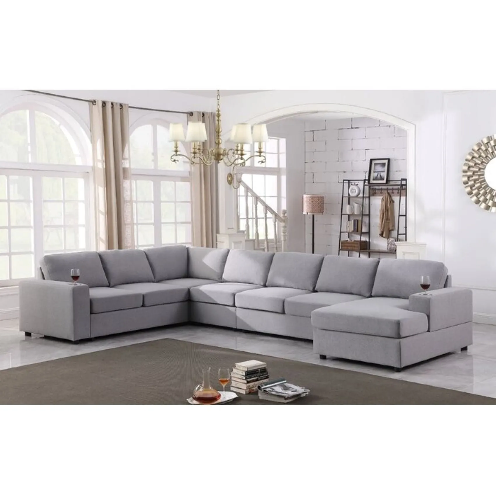 Cirina 8 Seater U Shape Fabric Sofa For Living Room| Bedroom | Office