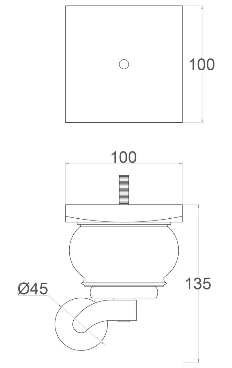 Clare Solid Oak Furniture Legs with Extra Large Shallow Cup Castors