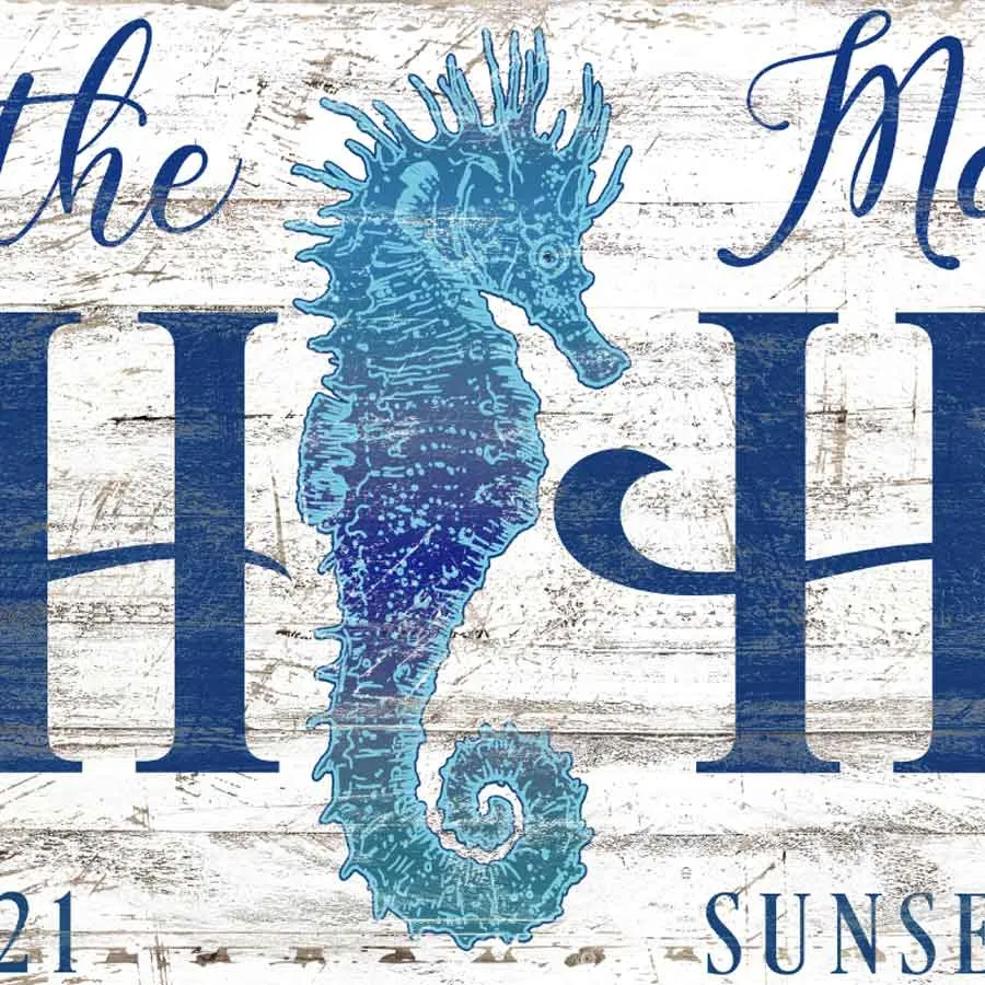 Coastal Wall Art - Beach House Decor Seahorse Sign