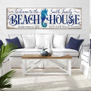 Coastal Wall Art - Beach House Decor Seahorse Sign