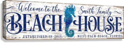 Coastal Wall Art - Beach House Decor Seahorse Sign