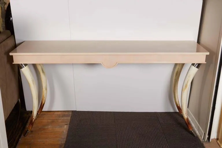 Contemporary Modern Theodore Alexander Faux Horn 'Kyloe' Console