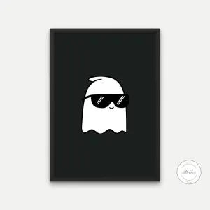 Cool Ghost Black & White Poster PRINTABLE WALL ART, Musician Gift, Cute Ghost Decor, Cool Poster, Rock And Roll Decor, Modern Gothic