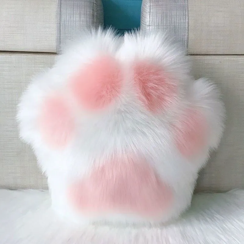 Cozy Cat Paw Plush Cushion – Cute and Creative Chair Back Pillow for Home Decoration