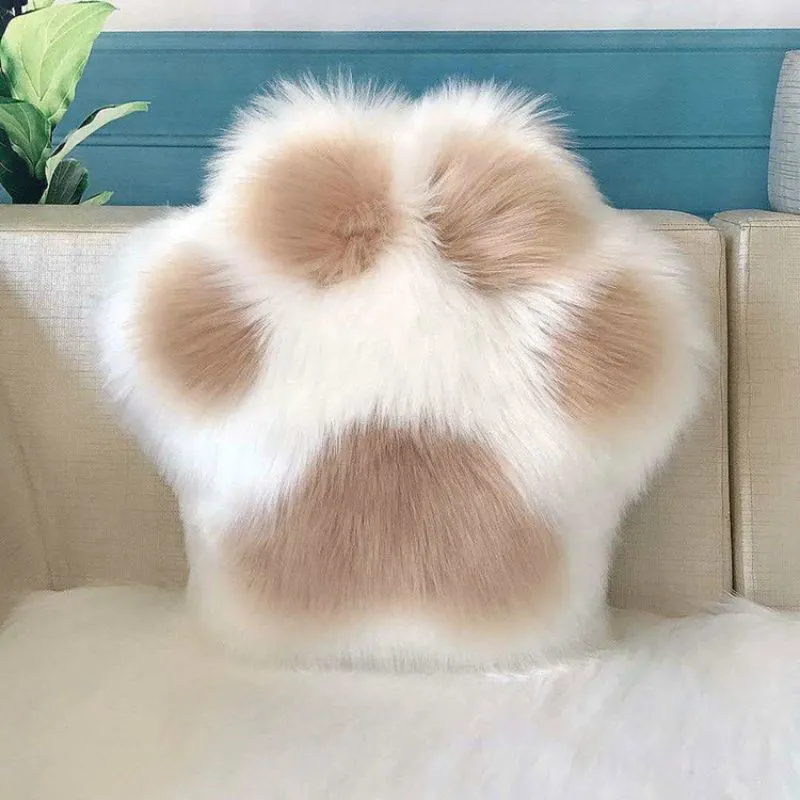 Cozy Cat Paw Plush Cushion – Cute and Creative Chair Back Pillow for Home Decoration