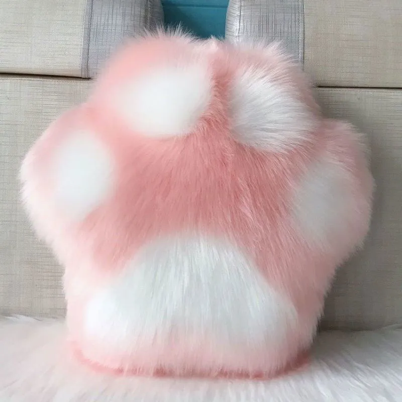 Cozy Cat Paw Plush Cushion – Cute and Creative Chair Back Pillow for Home Decoration