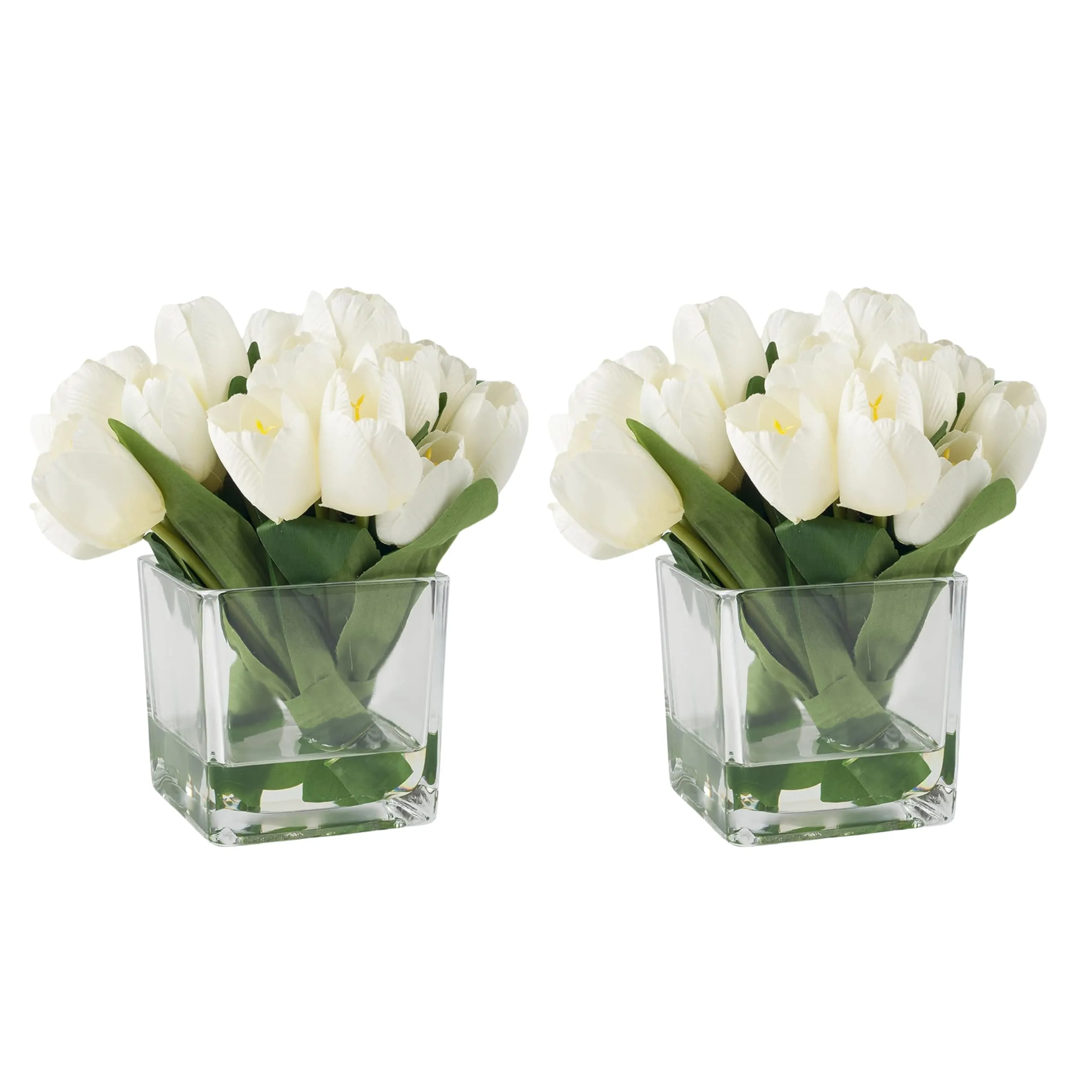 Craftfry Center Designer Glass Square Cube Glass Vase for Home Table Decor Clear Glass Vase (4x4) - Pack of 2