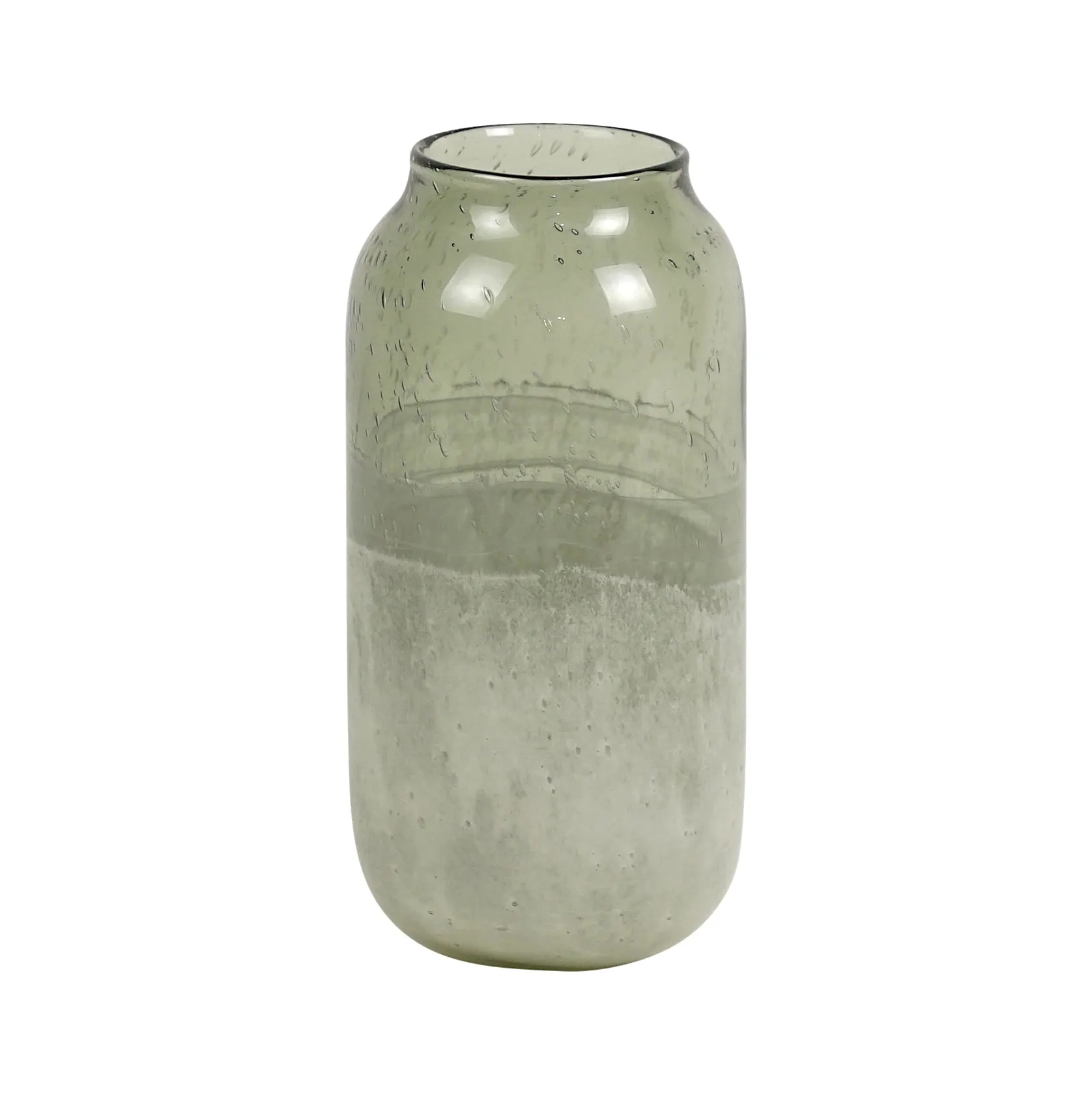 Cristo Glass White Grey Cylinder Vase