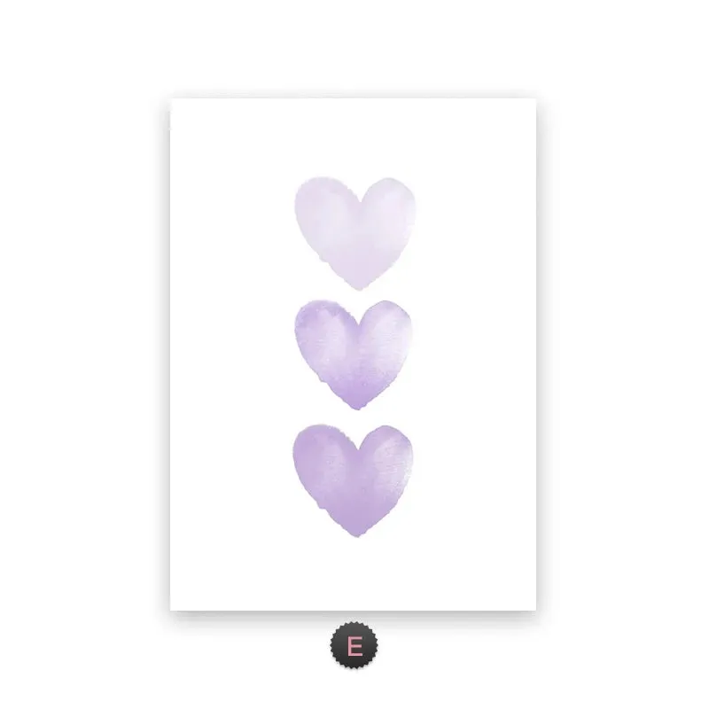 Cute Purple Love Swan Personalized Baby's Name Wall Art For Nursery Room Canvas Print Posters Custom Pictures For Girl's Room Wall Decororation