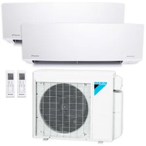 Daikin 2-Zone Wall Mounted Ductless Mini-Split 18000 BTU Heat Pump Air Conditioner 12k   12k - 17 SEER