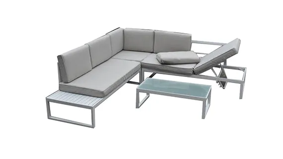 Duoyes Outdoor Padded Sofa, Multi-Use Sofa Modular in Aluminum Frame with Cushions