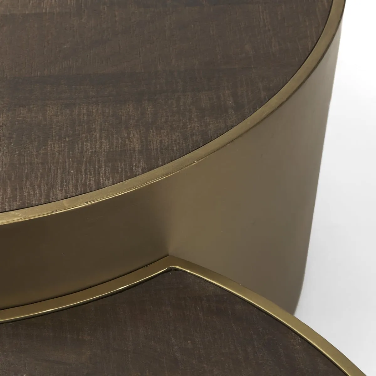 Eclipse Coffee Table Gold Metal | Brown Wood