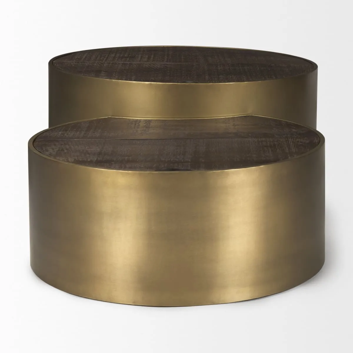 Eclipse Coffee Table Gold Metal | Brown Wood