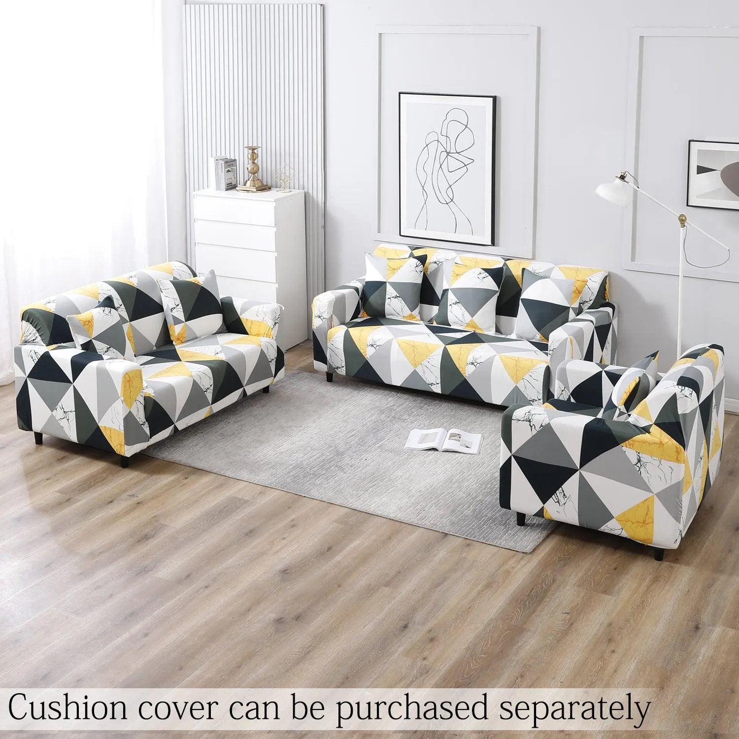 Elastic Stretchable Printed Sofa Cover, Geometric Multi