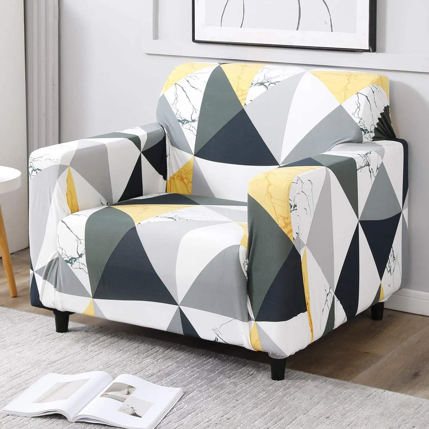 Elastic Stretchable Printed Sofa Cover, Geometric Multi