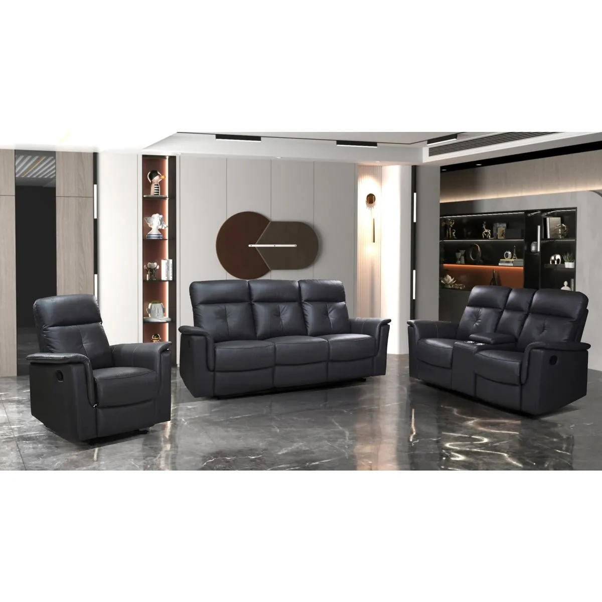 Ellesmere Dark Grey Reclining Sofa